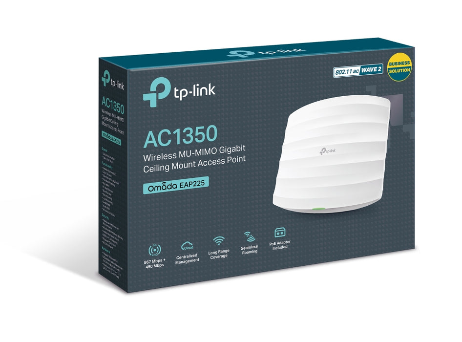 TP-link AC1350 Wireless MU-MIMO Gigabit Ceiling Mount Access Point-EAP225
