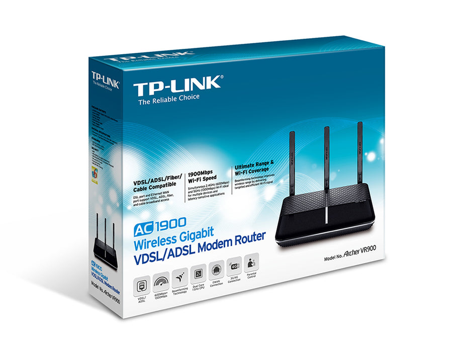 TP-Link AC1900 Wireless Gigabit VDSL/ADSL Modem Router-Archer VR900